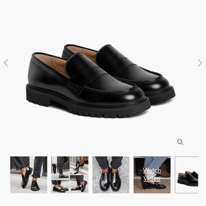 Thursday Handcrafter Elegant Black Penny Leather Loafers 7 NIB